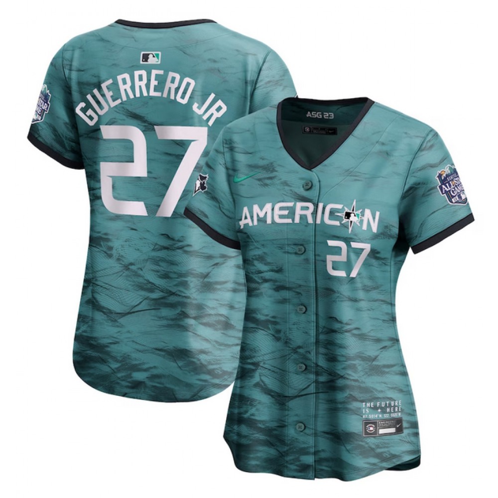 Women's Toronto Blue Jays #27 Vladimir Guerrero Jr. Teal 2023 All-star Stitched Baseball Jersey(Run Small) 1