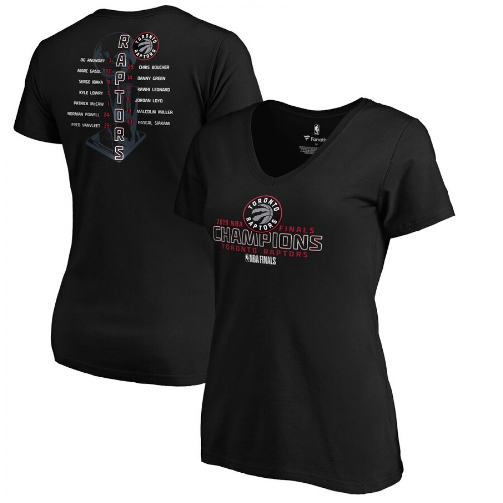 Women's Toronto Raptors Black 2019 NBA Finals Champions Ultimate Delivery V-Neck T-Shirt 1