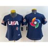 Women's USA Baseball 2023 Navy Big Logo With Patch World Baseball Classic Stitched Jersey(Run Small)