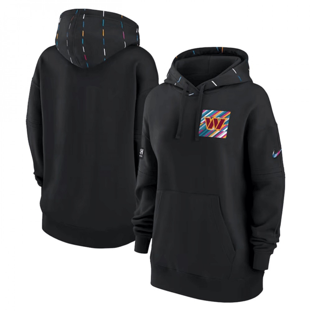 Women's Washington Commanders Black 2023 Crucial Catch Club Pullover Hoodie(Run Small) 1