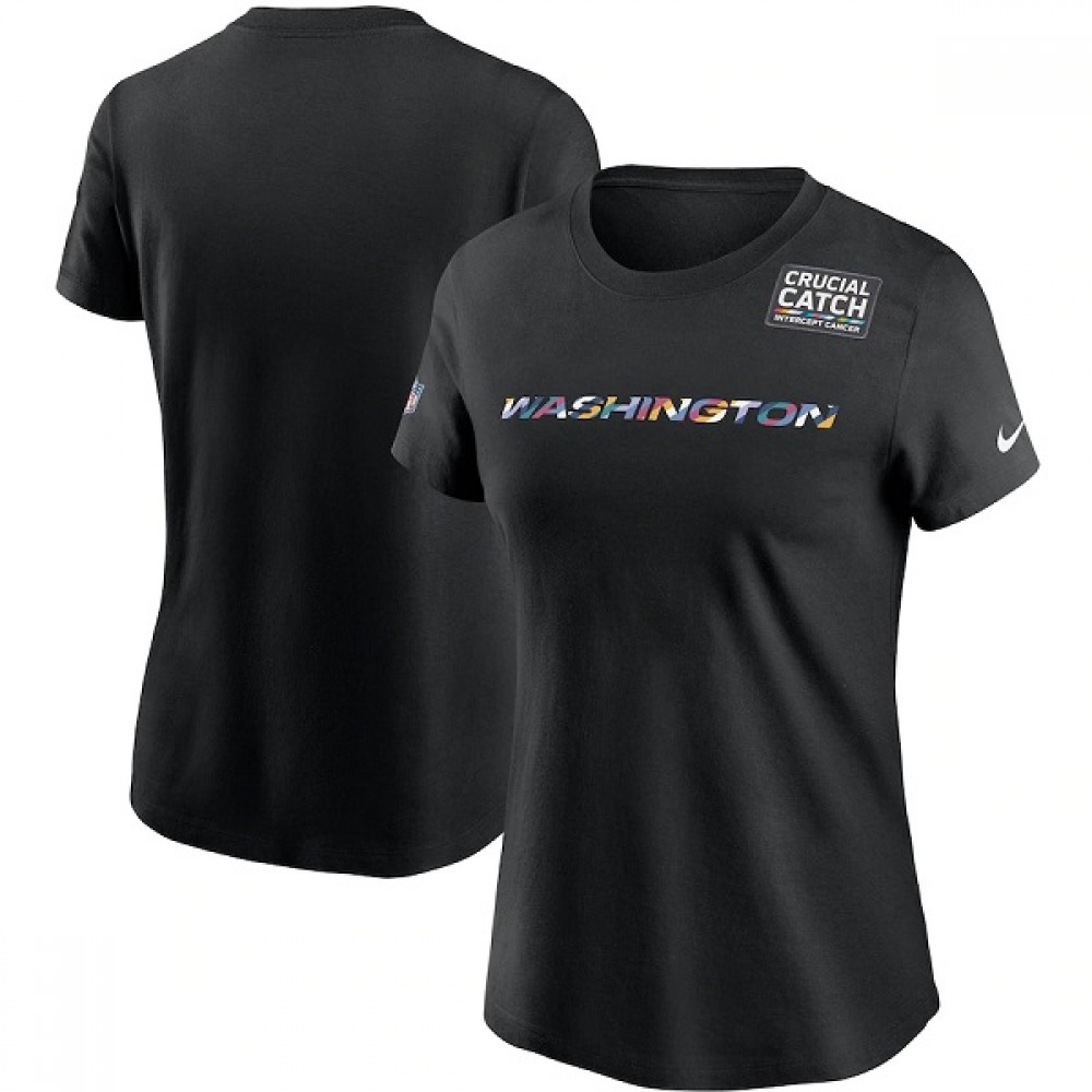 Women's Washington Football Team 2020 Black Sideline Crucial Catch Performance T-Shirt(Run Small) 1