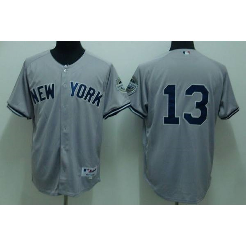Yankees #13 Alex Rodriguez Stitched Grey Youth MLB Jersey 1