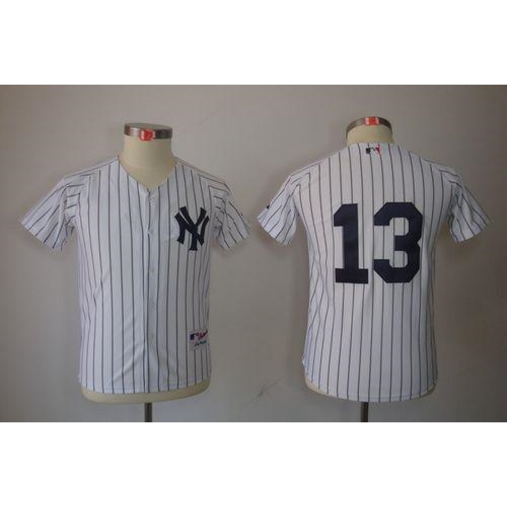 Yankees #13 Alex Rodriguez Stitched White Youth MLB Jersey 1