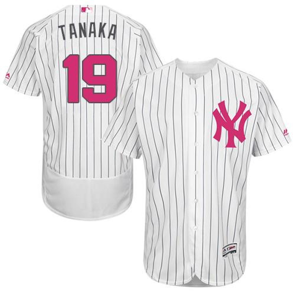 Yankees #19 Masahiro Tanaka White Strip Flexbase Authentic Collection 2016 Mother's Day Stitched MLB Jersey 1