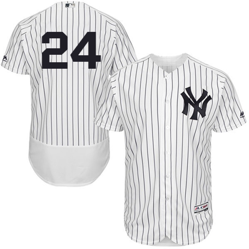 Yankees #24 Gary Sanchez White Strip Flexbase Authentic Collection Stitched MLB Jersey 1