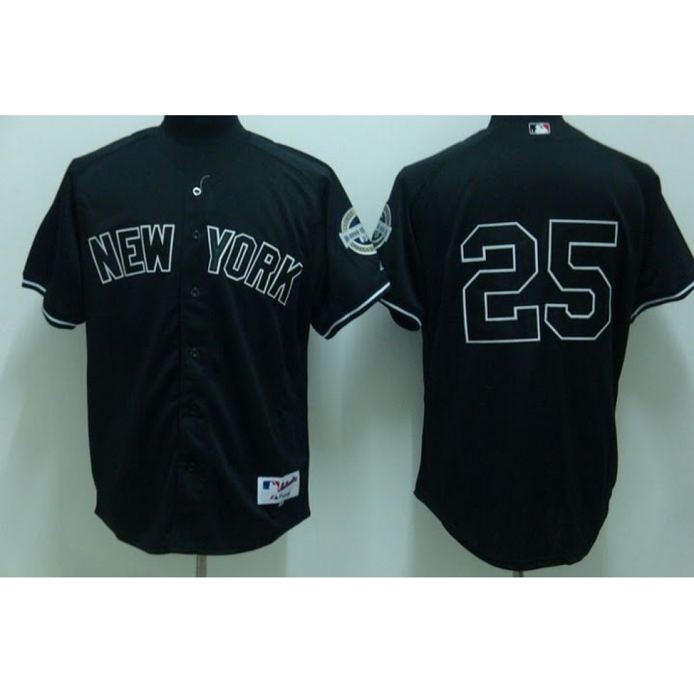 Yankees #25 Mark Teixeira Stitched Black Youth MLB Jersey 1