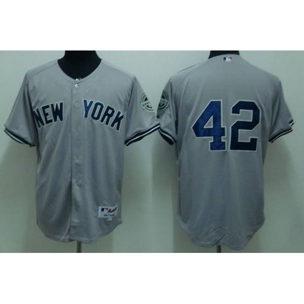 Yankees #42 Mariano Rivera Stitched Grey MLB Jersey 1