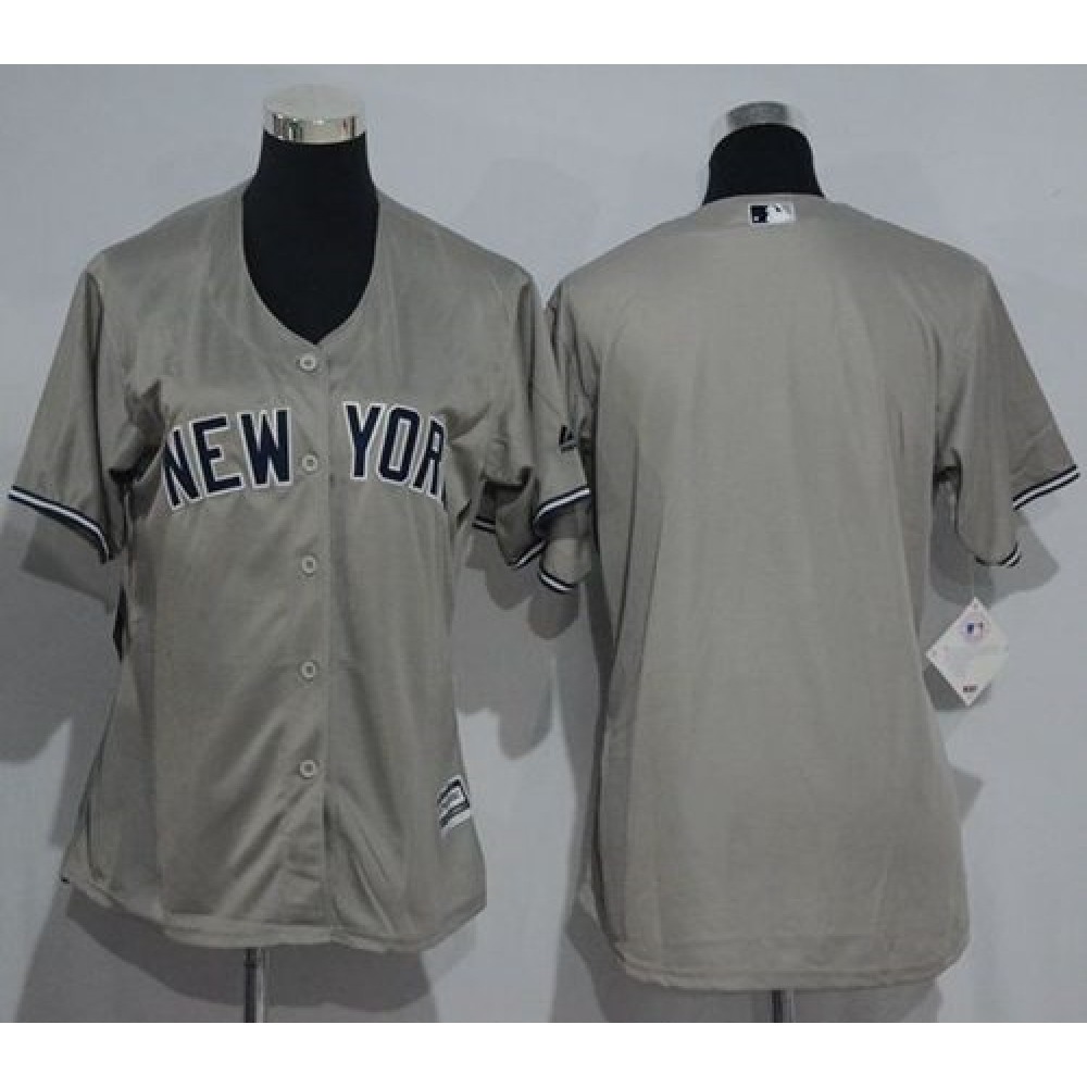 Yankees Blank Grey Women's Road Stitched MLB Jersey 1