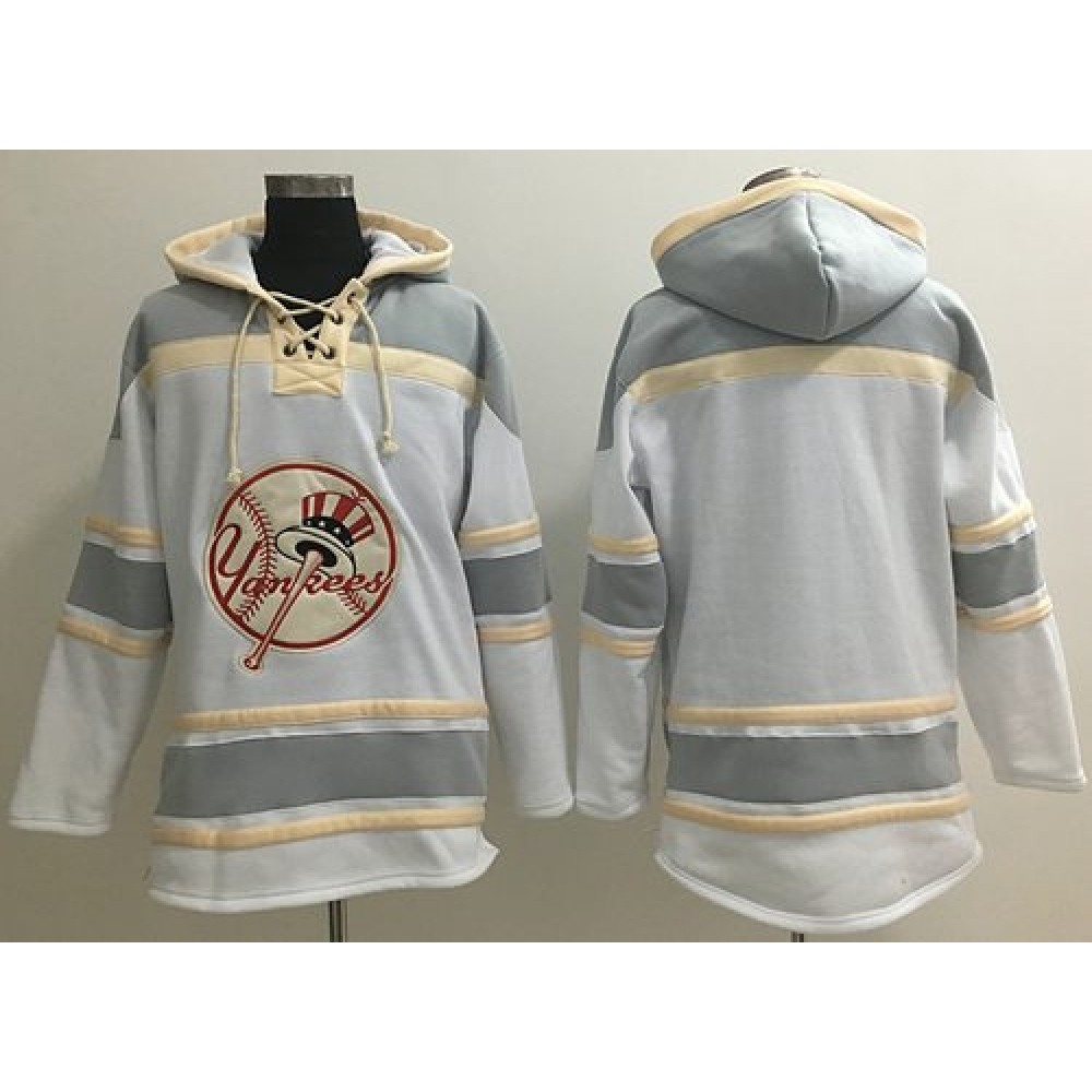 Yankees Blank White Sawyer Hooded Sweatshirt MLB Hoodie 1
