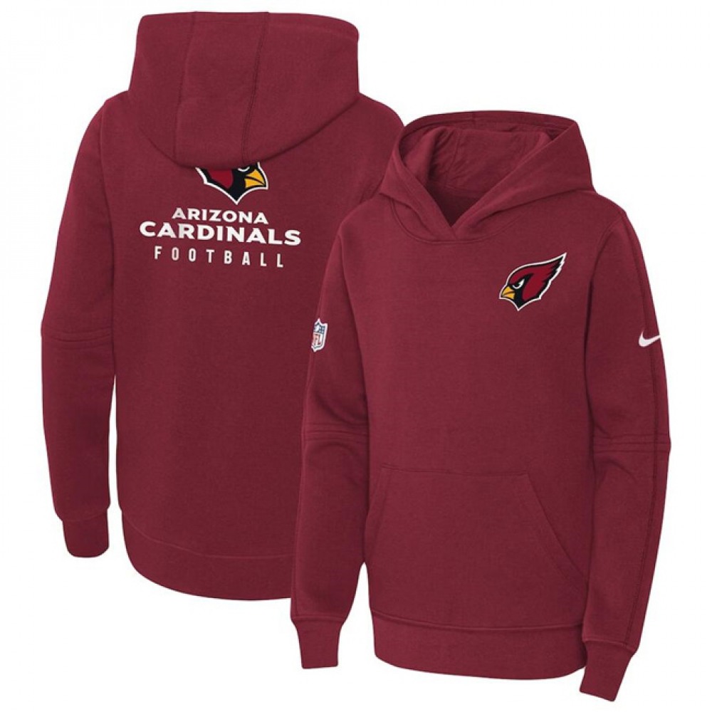 Youth Arizona Cardinals Red Sideline Club Fleece Pullover Hoodie 1