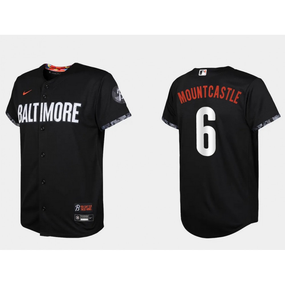 Youth Baltimore Orioles #6 Ryan Mountcastle Black 2023 City Connect Stitched Baseball Jersey 1
