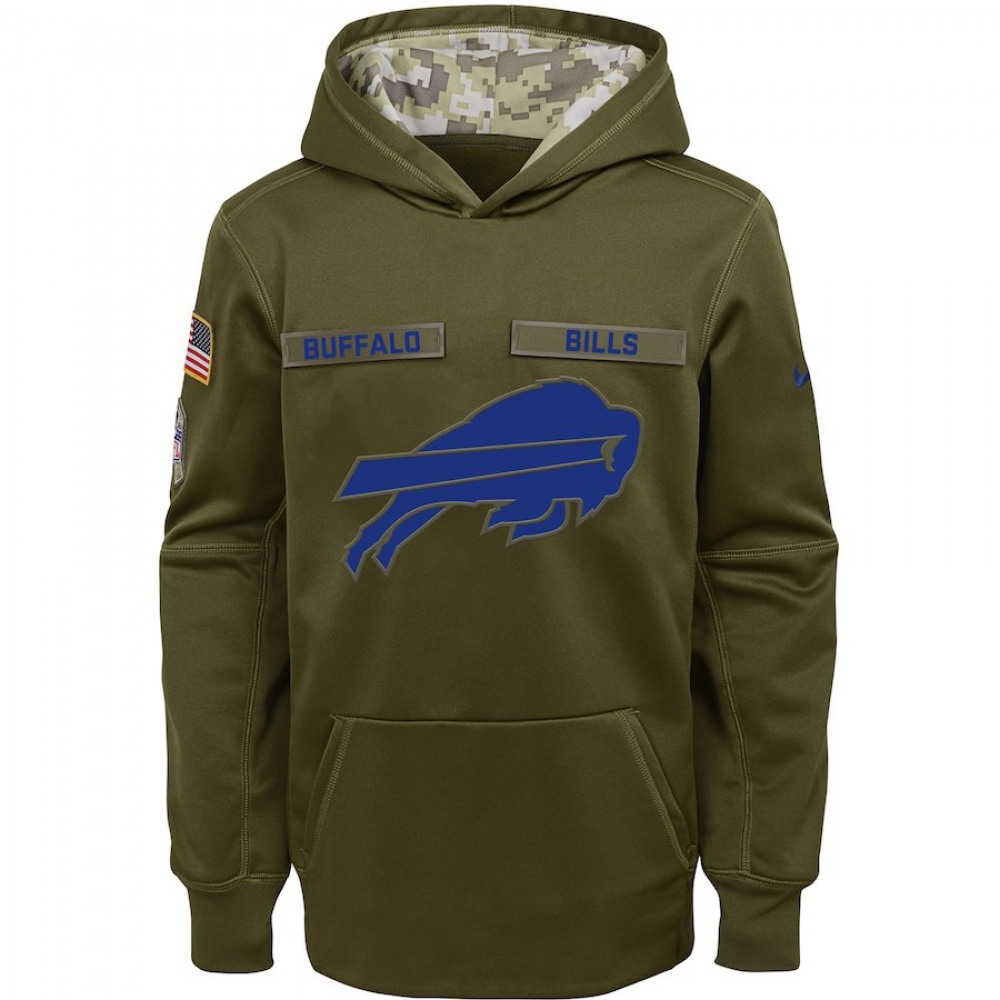 Youth Buffalo Bills Olive Salute to Service Pullover Performance NFL Hoodie 1