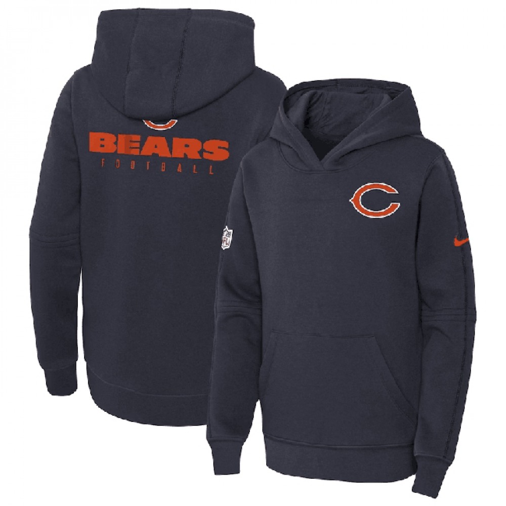 Youth Chicago Bears Navy Sideline Club Fleece Pullover Hoodie 1