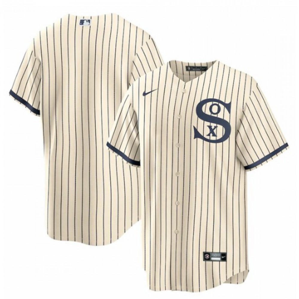 Youth Chicago White Sox Blank 2021 Cream/Navy Field of Dreams Cool Base Stitched Jersey 1
