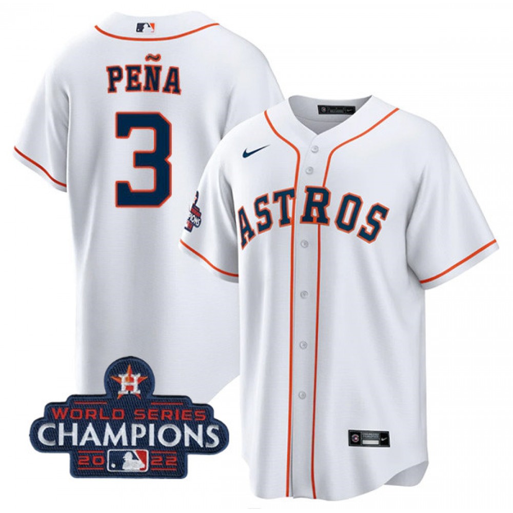 Youth Houston Astros #3 Jeremy Pena White 2022 World Series Champions Home Stitched BaseballJersey 1