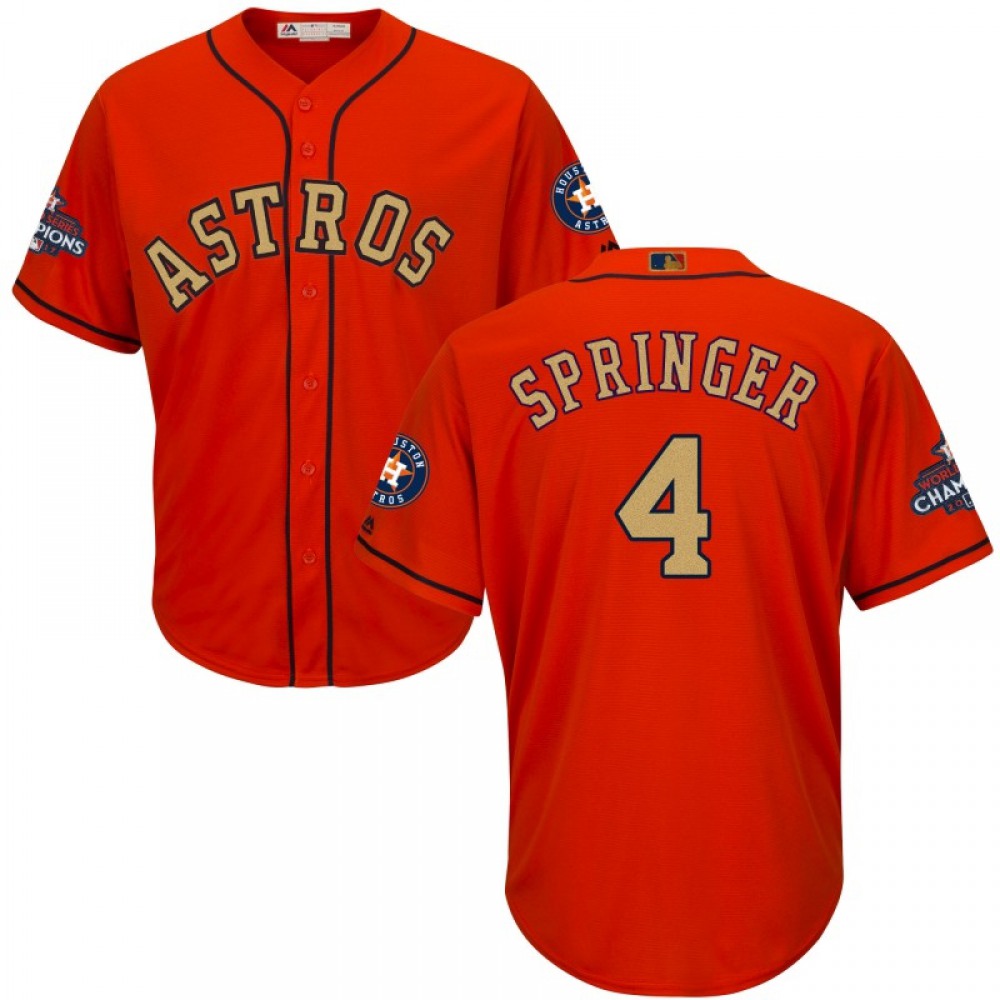 Youth Houston Astros #4 George Springer Orange 2018 Gold Program Cool Base Stitched MLB Jersey 1