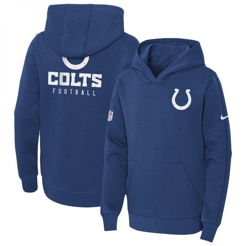 Youth Indianapolis Colts Blue Sideline Club Fleece Pullover Hoodie 1