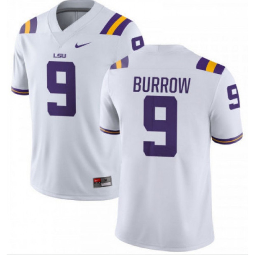Youth LSU Tigers #9 Joe Burrow White Limited Stitched NCAA Jersey 1