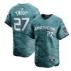Youth Los Angeles Angels #27 Mike Trout Teal 2023 All-star Cool Base Stitched Jersey