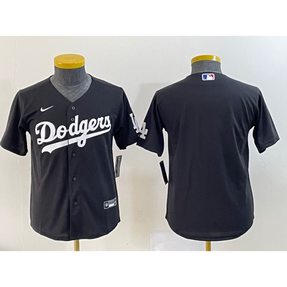 Youth Los Angeles Dodgers Blank Black Stitched Baseball Jersey 1