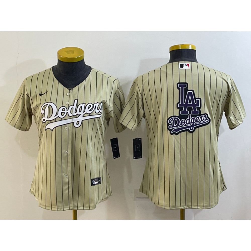 Youth Los Angeles Dodgers Cream Team Big Logo Stitched Baseball Jersey 1