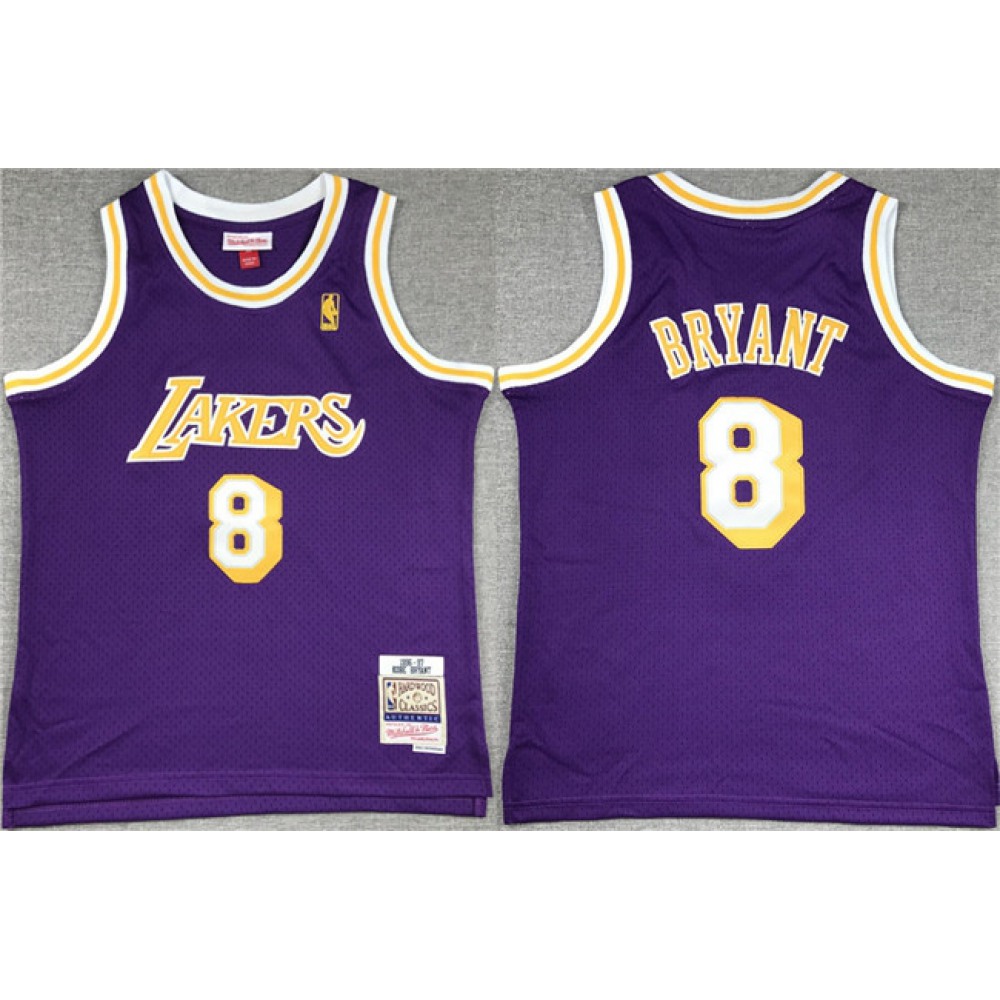 Youth Los Angeles Lakers #8 Kobe Bryant Purple Stitched Basketball Jersey 1