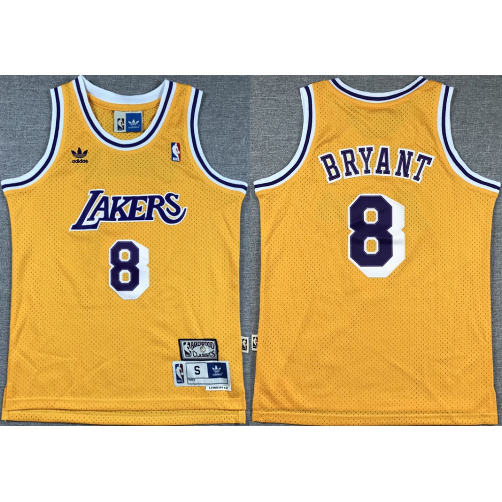 Youth Los Angeles Lakers #8 Kobe Bryant Yellow Stitched Basketball Jersey 1