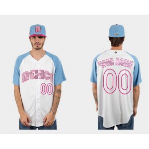 Youth Mexico Baseball ACTIVE PLAYER Custom White Blue 2023 World Baseball Classic Stitched Jersey