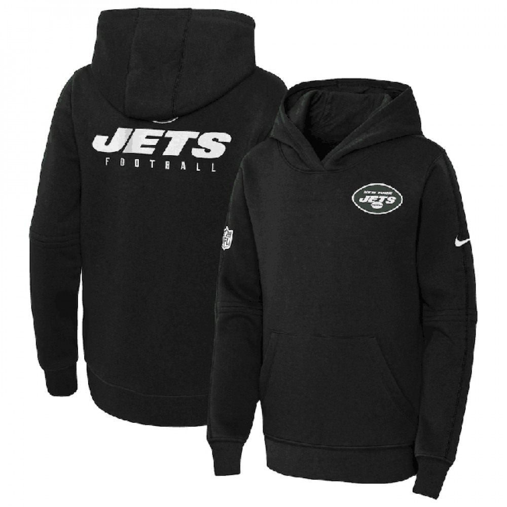 Youth New York Jets Black Sideline Club Fleece Pullover Hoodie 1