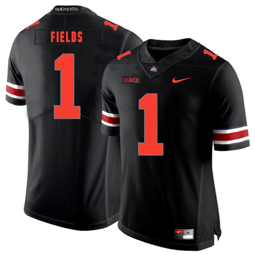 Youth Ohio State Buckeyes #1 Justin Fields Black Limited Stitched NCAA Jersey 1