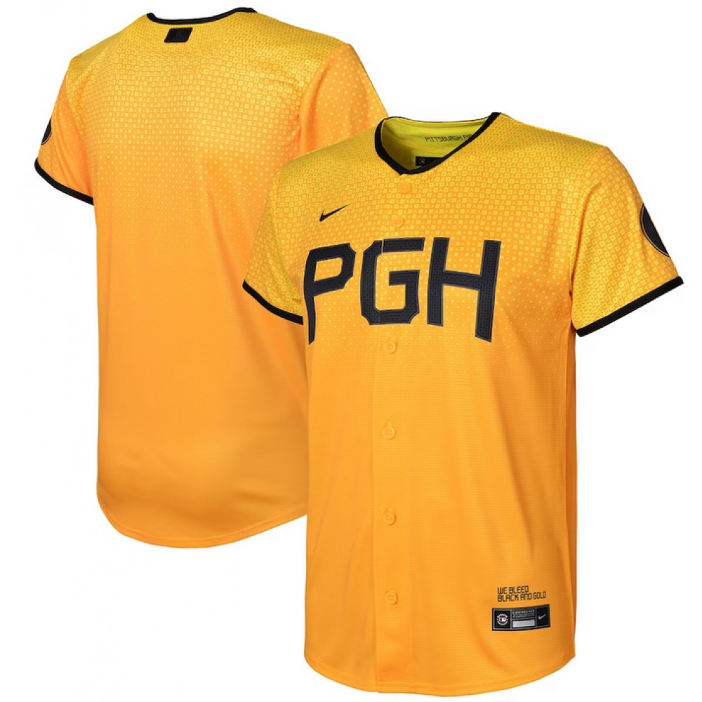 Youth Pittsburgh Pirates Blank Gold 2023 City Connect Stitched Jersey 1