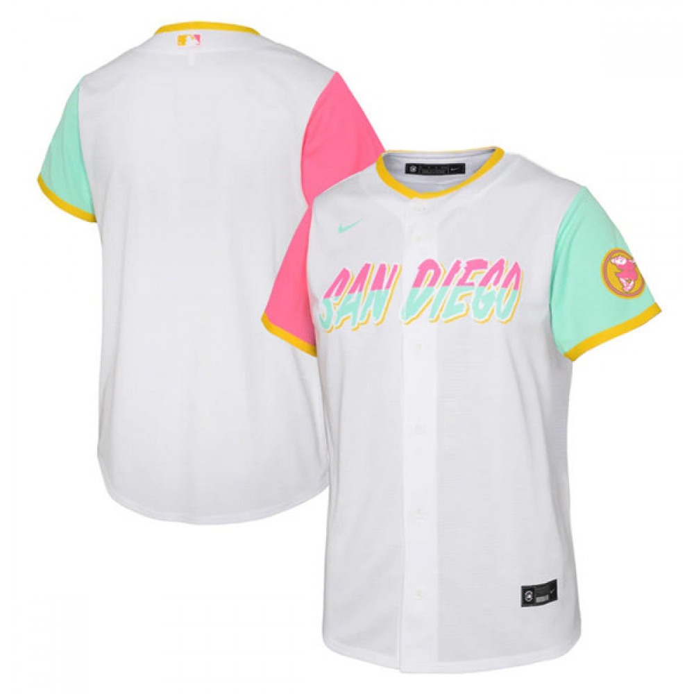Youth San Diego Padres Blank 2022 White City Connect Stitched Baseball Jersey 1