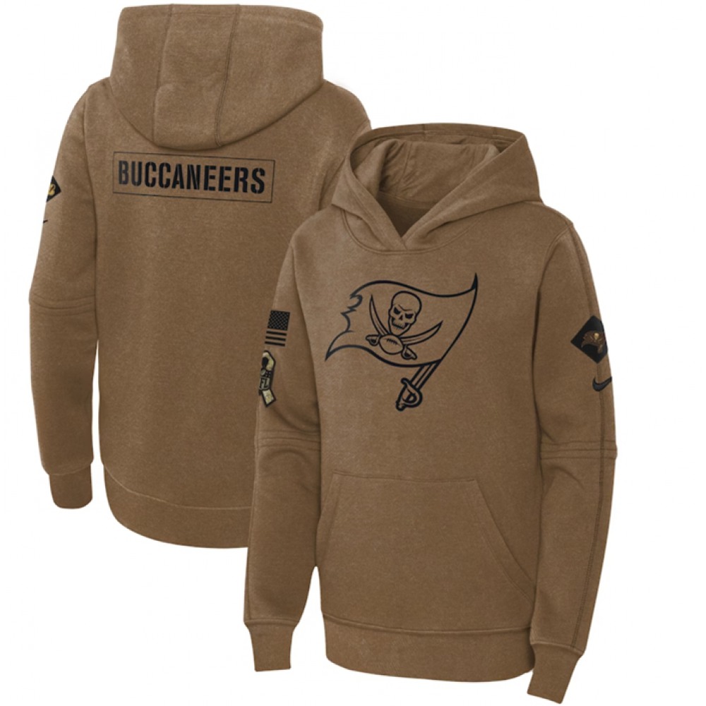 Youth Tampa Bay Buccaneers 2023 Brown Salute to Service Pullover Hoodie 1