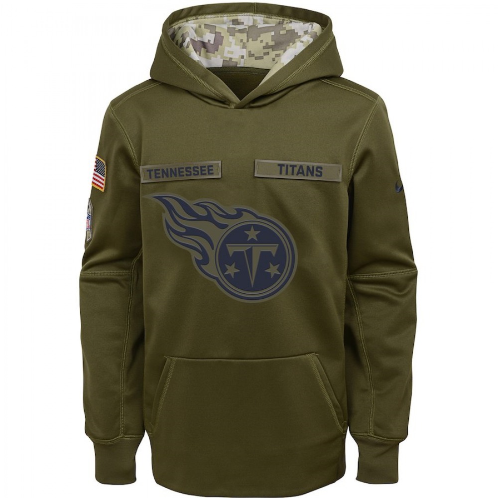 Youth Tennessee Titans Olive Salute to Service Pullover Performance NFL Hoodie 1