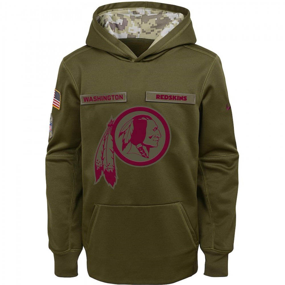 Youth Washington Redskins Olive Salute to Service Pullover Performance NFL Hoodie 1