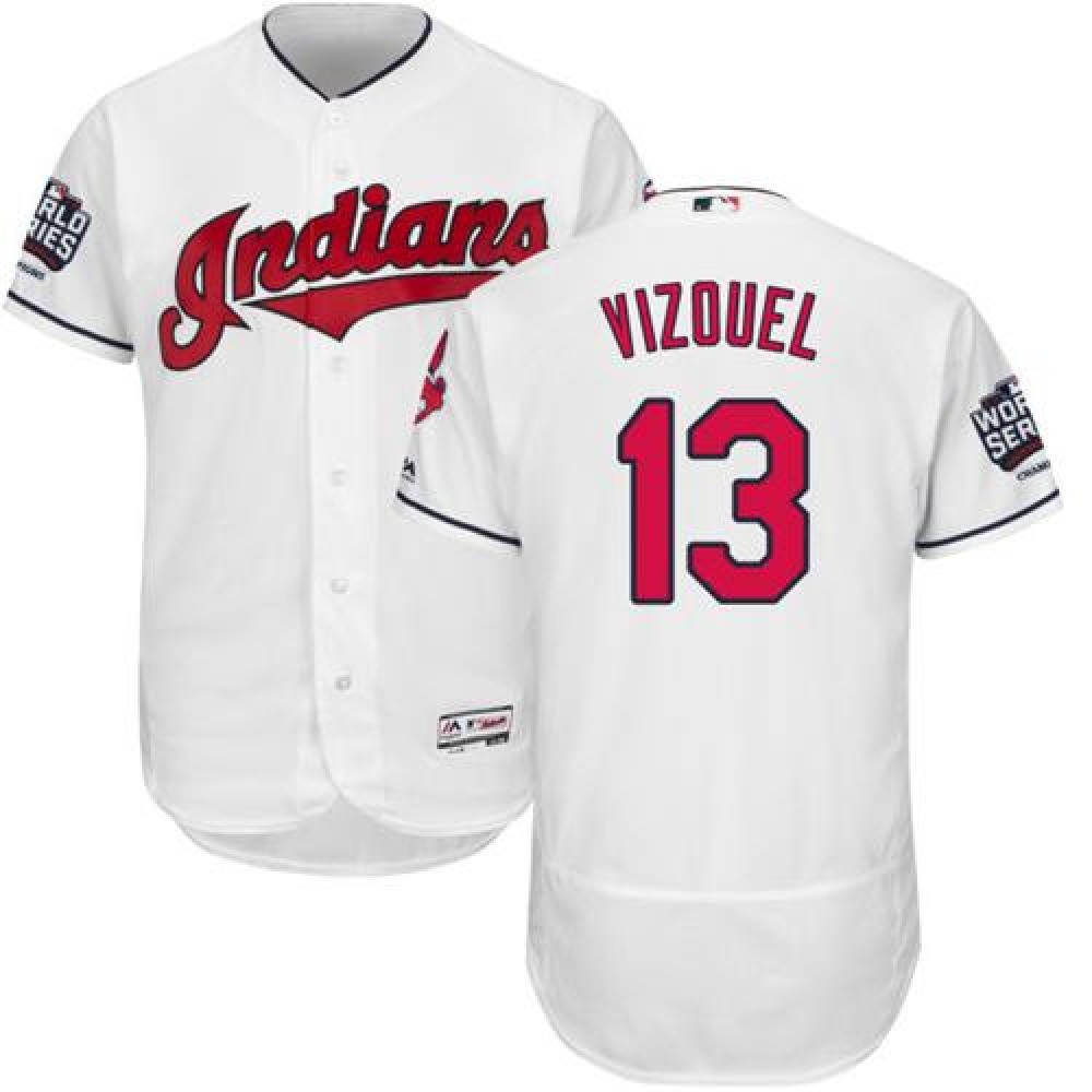 indians #13 Omar Vizquel White Flexbase Authentic Collection 2016 World Series Bound Stitched MLB Jersey 1