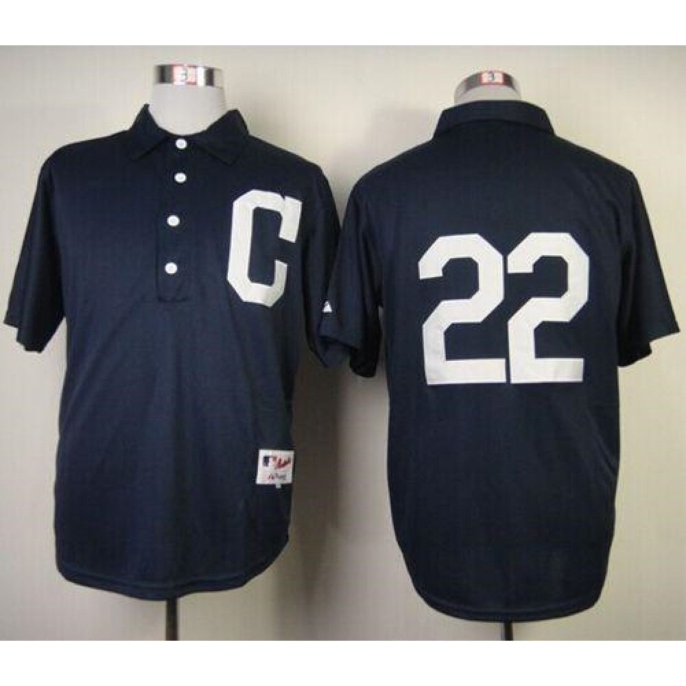 indians #22 Jason Kipnis Navy Blue 1902 Turn Back The Clock Stitched MLB Jersey 1