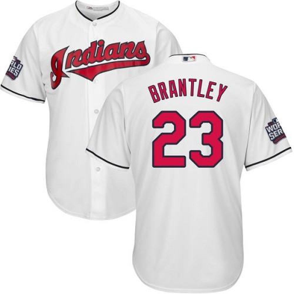 indians #23 Michael Brantley White Cool Base 2016 World Series Bound Stitched Youth MLB Jersey 1
