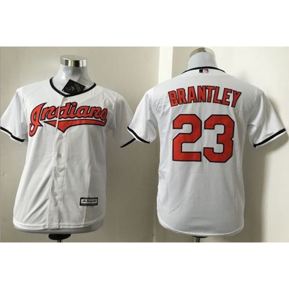 indians #23 Michael Brantley White Cool Base Stitched Youth MLB Jersey 1