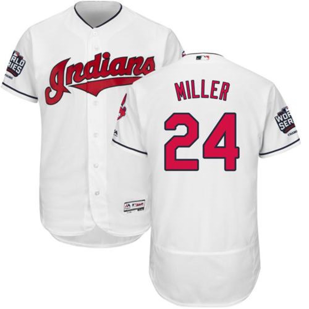 indians #24 Andrew Miller White Flexbase Authentic Collection 2016 World Series Bound Stitched MLB Jersey 1