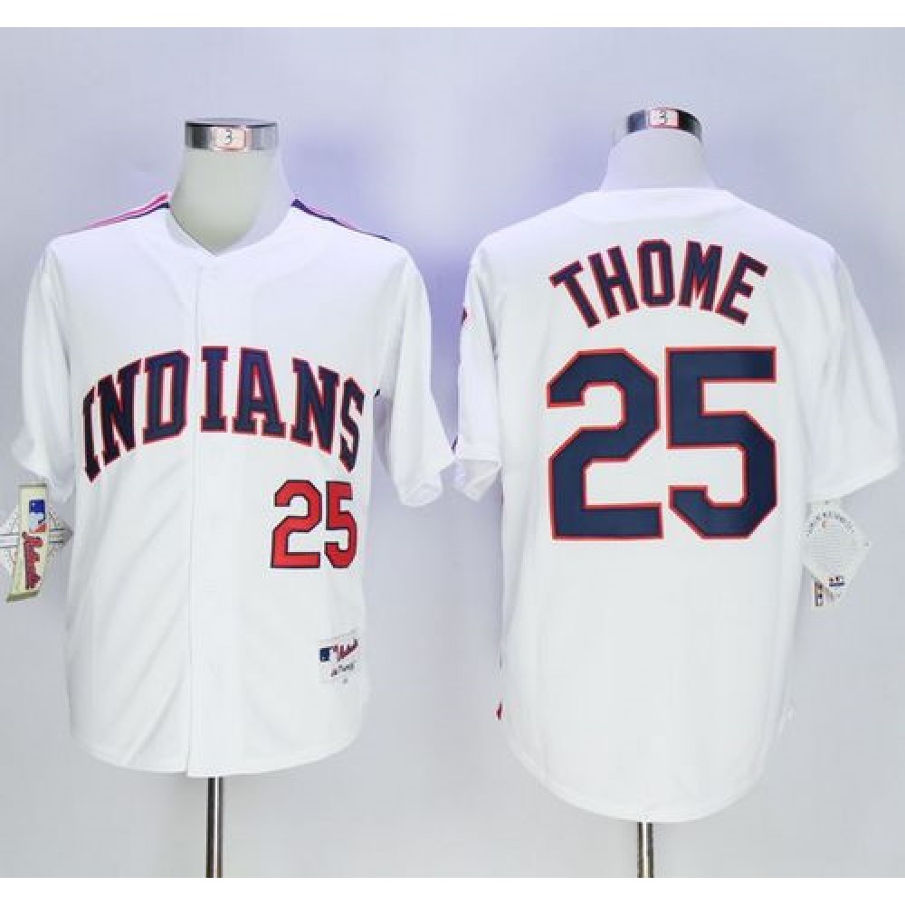 indians #25 Jim Thome White 1978 Turn Back The Clock Stitched MLB Jersey 1
