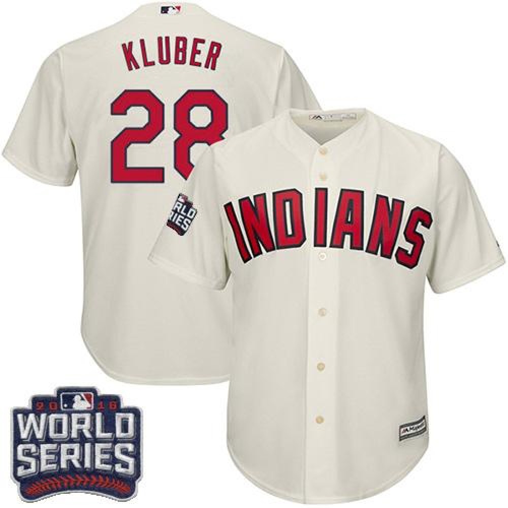 indians #28 Corey Kluber Cream Alternate 2016 World Series Bound Stitched Youth MLB Jersey 1