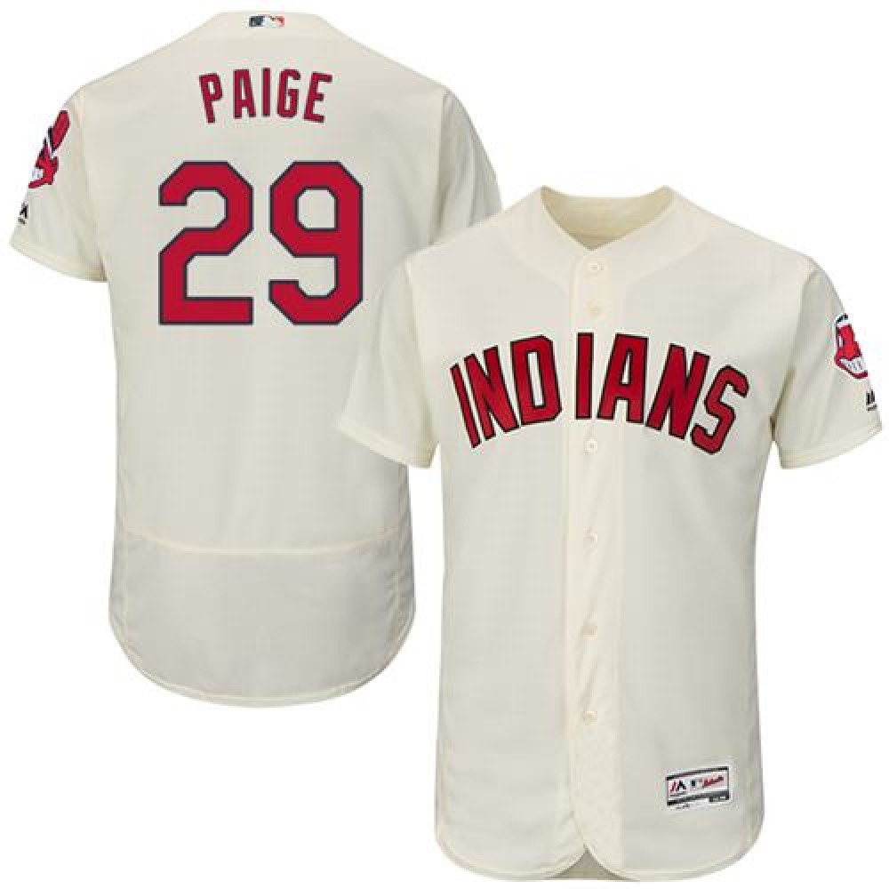 indians #29 Satchel Paige Cream Flexbase Authentic Collection Stitched MLB Jersey 1