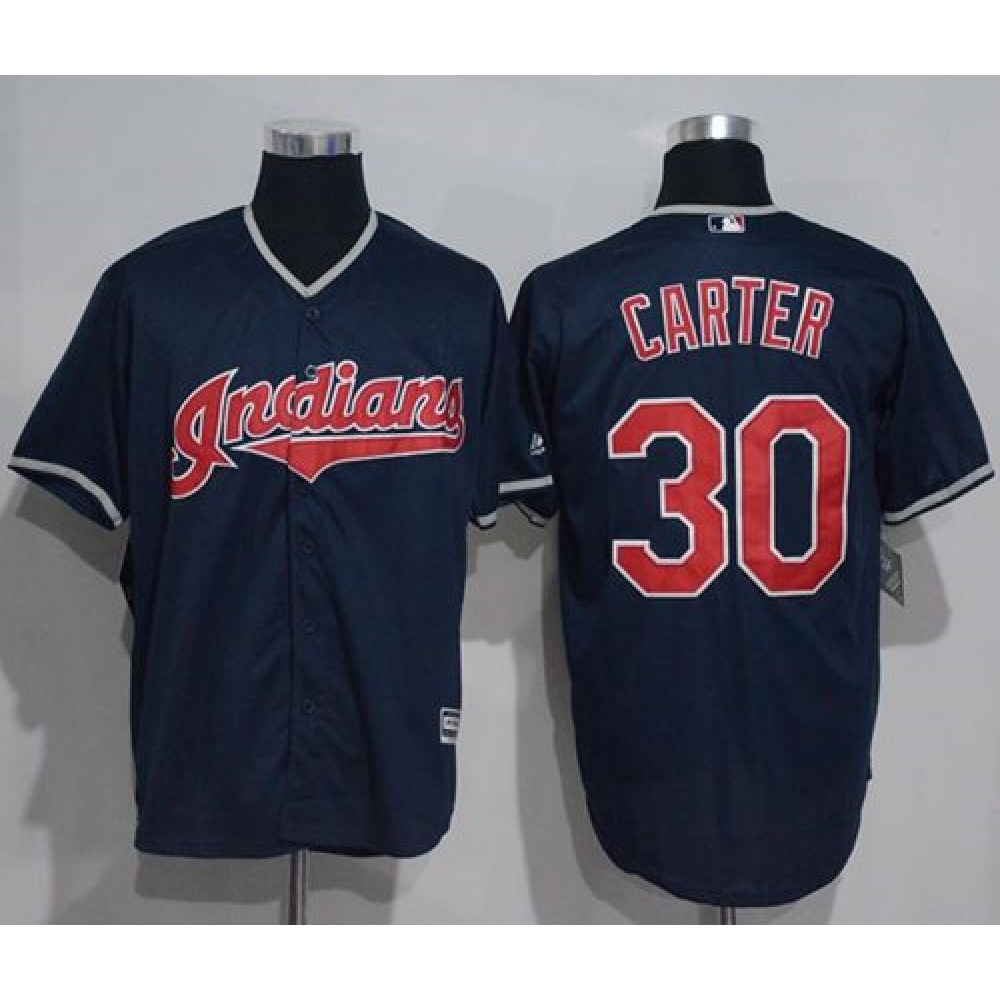 indians #30 Joe Carter Navy Blue New Cool Base Stitched MLB Jersey 1