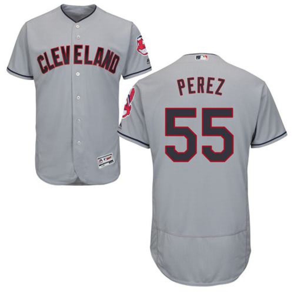 indians #55 Roberto Perez Grey Flexbase Authentic Collection Stitched MLB Jersey 1