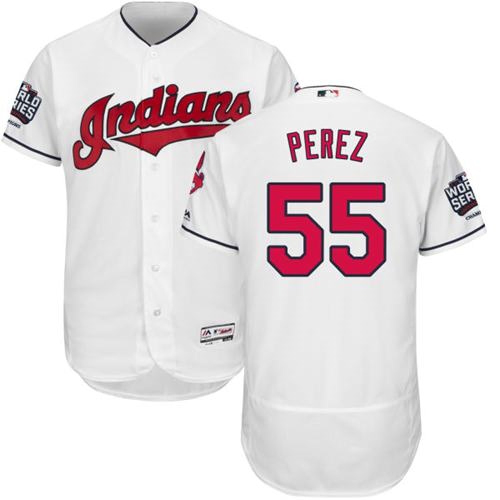 indians #55 Roberto Perez White Flexbase Authentic Collection 2016 World Series Bound Stitched MLB Jersey 1