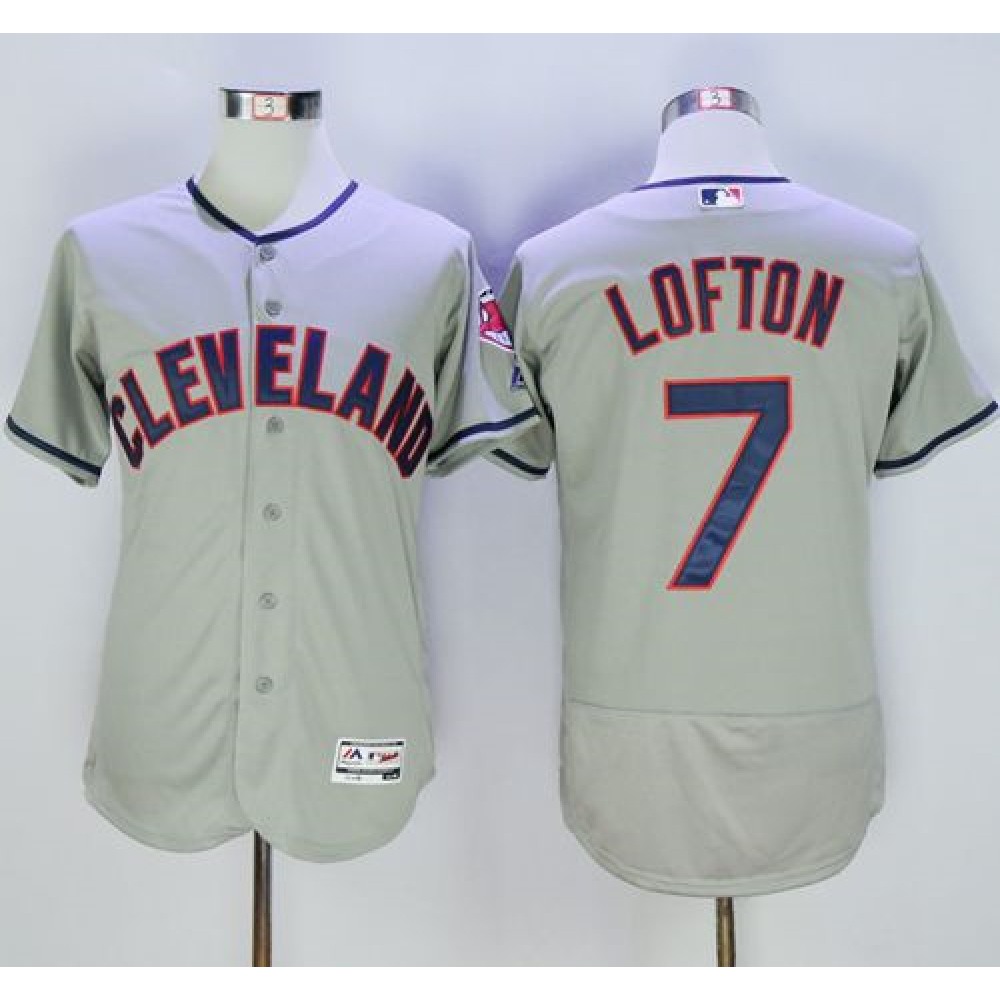 indians #7 Kenny Lofton Grey Flexbase Authentic Collection Stitched MLB Jersey 1