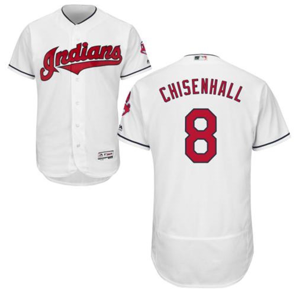 indians #8 Lonnie Chisenhall White Flexbase Authentic Collection Stitched MLB Jersey 1