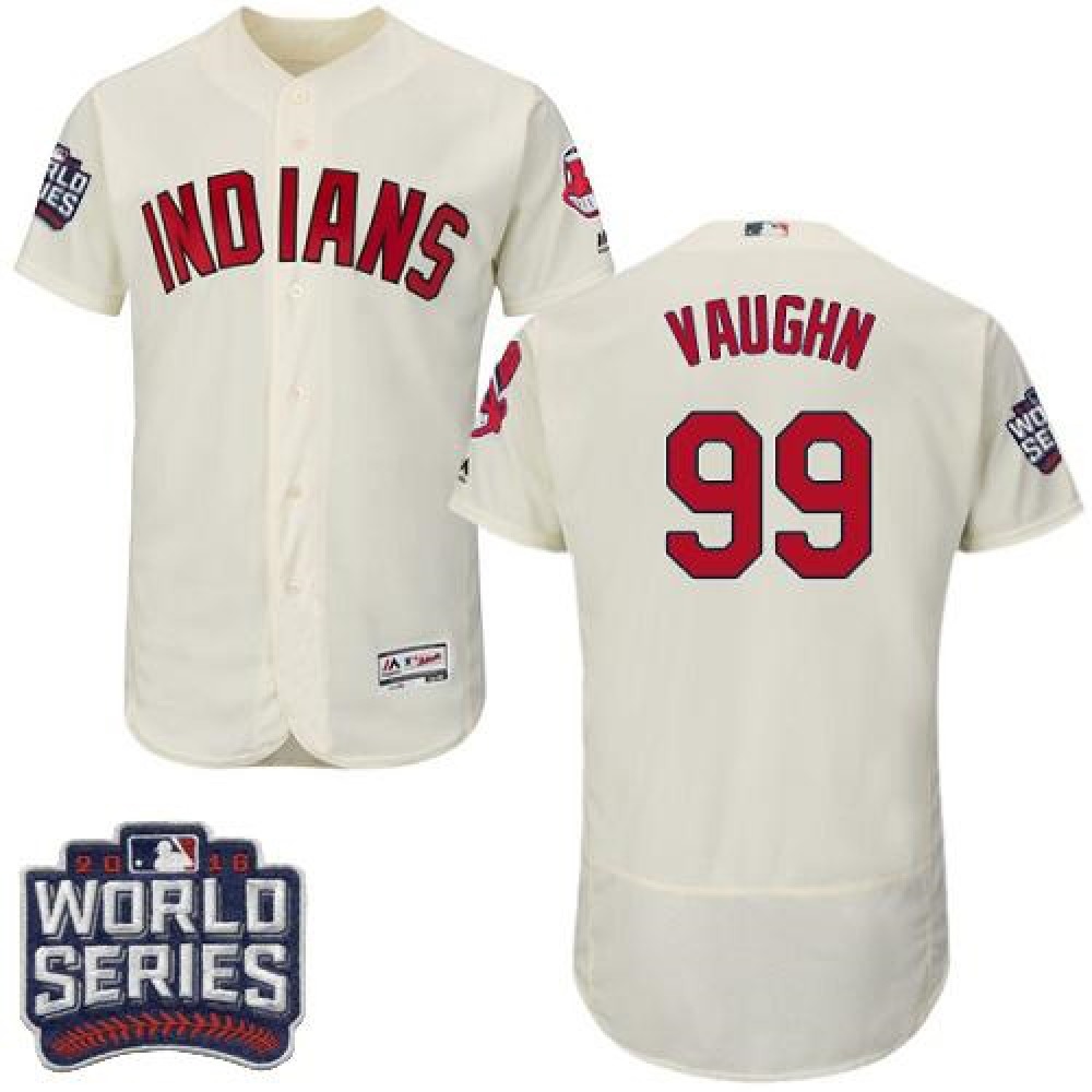 indians #99 Ricky Vaughn Cream Flexbase Authentic Collection 2016 World Series Bound Stitched MLB Jersey 1