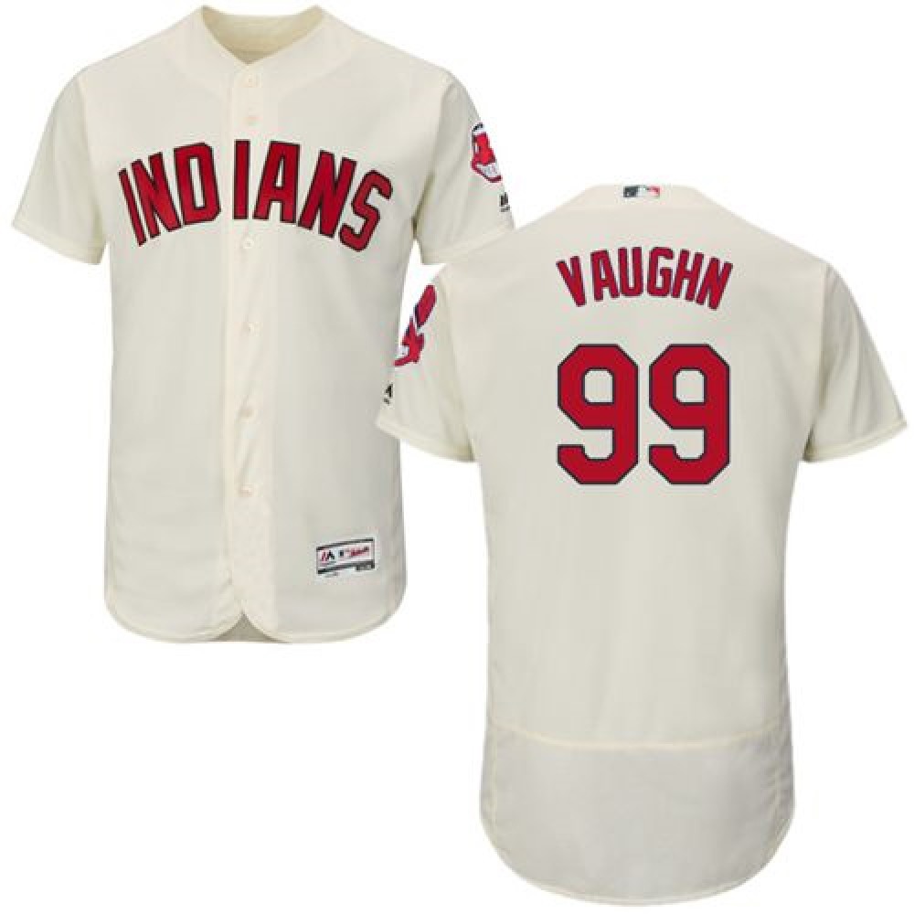 indians #99 Ricky Vaughn Cream Flexbase Authentic Collection Stitched MLB Jersey 1